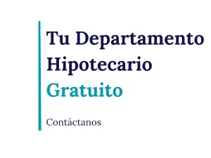 Texto que dice "Tu Departamento Hipotecario Gratuito" en azul y verde de mrp asesores