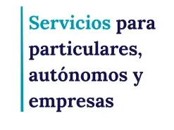 MRP ASESORES Texto en azul que dice "Servicios para particulares, autónomos y empresas".
