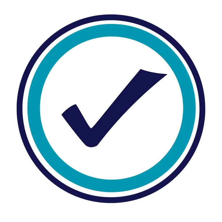 Icono circular con una marca de verificación del trámite realizado